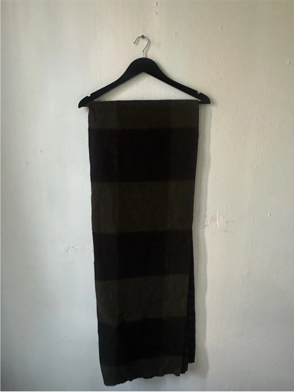 NWT Banana Republic Green Unisex Reversible Wool Scarf Brown Black Plaid Check - Picture 2 of 6